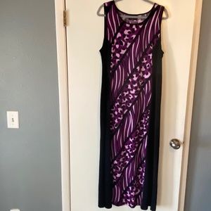 Bob Mackie Purple and Black Patterned Maxi Dress